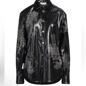 Last chance New Des Phemmes crystal embellished faux leather shirt